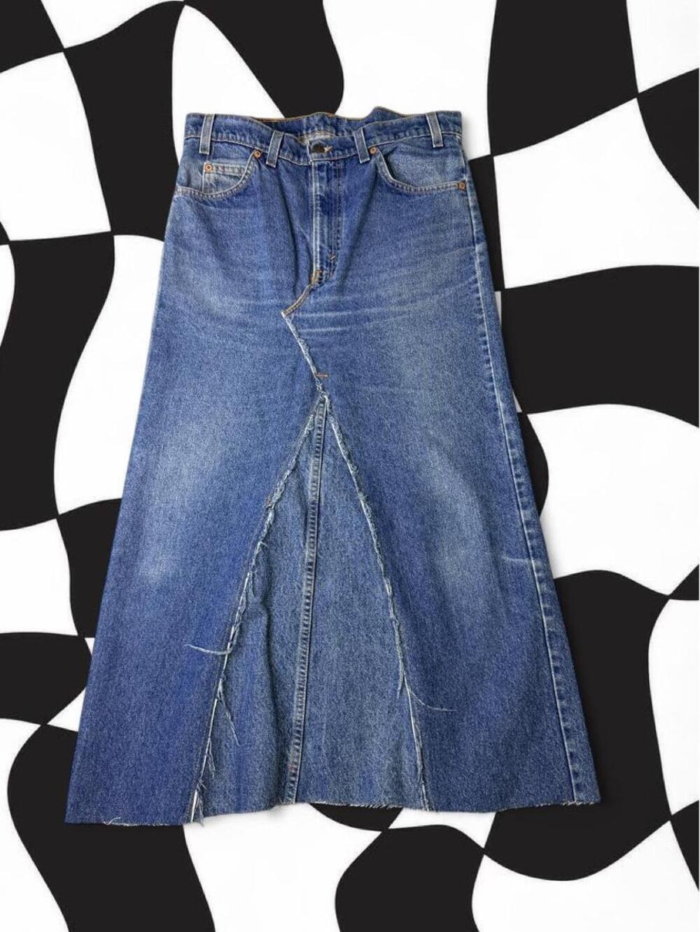 Upcycled Levi's 505 denim maxi skirt